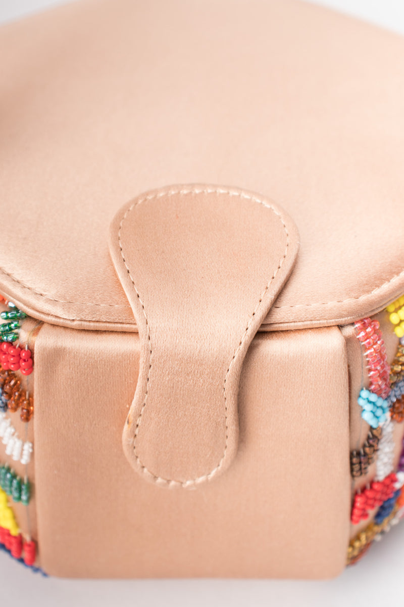 René Caovilla Rainbow Beaded Satin Box Bag