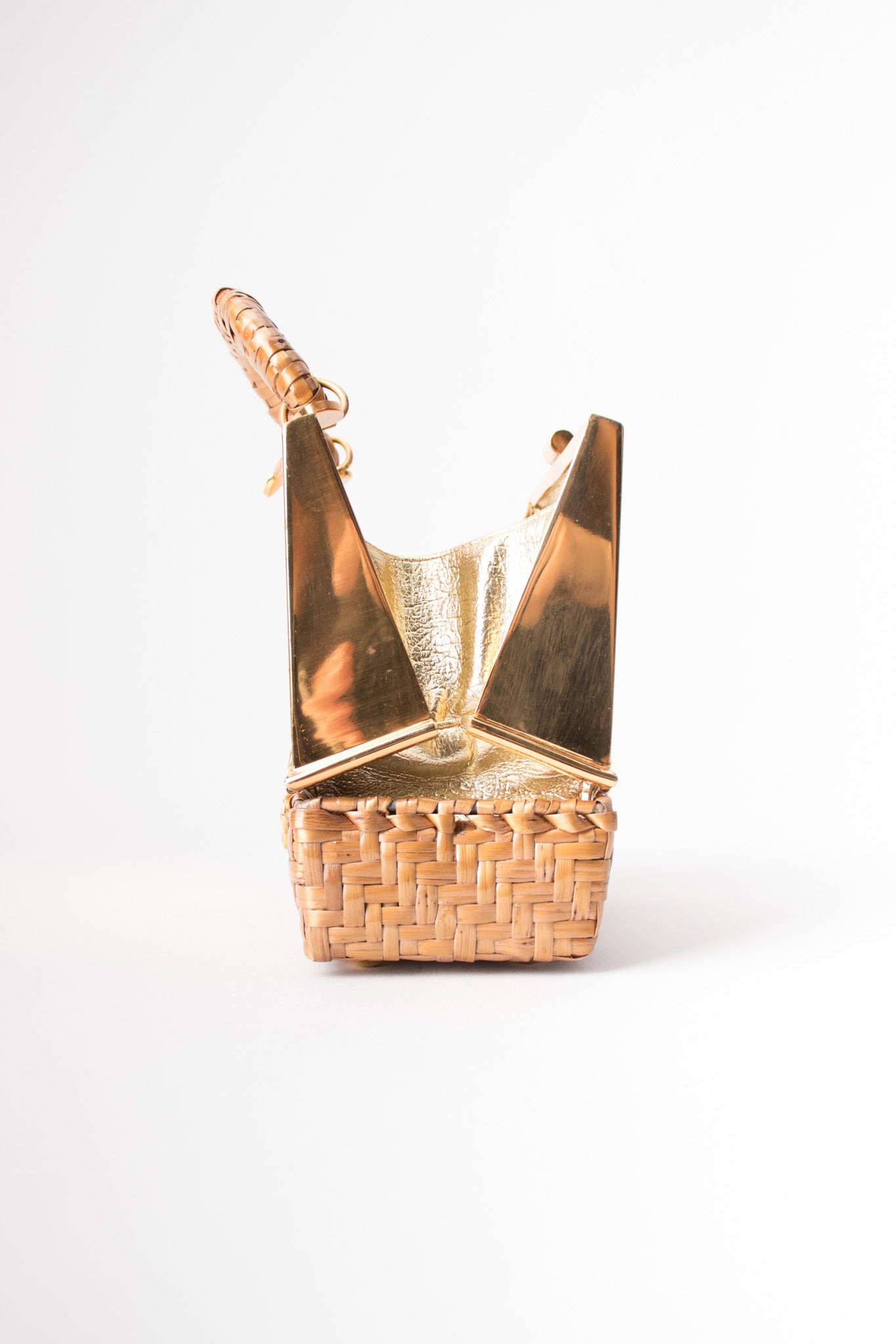 Sacha Metal Wicker A-Frame Basket Box Bag