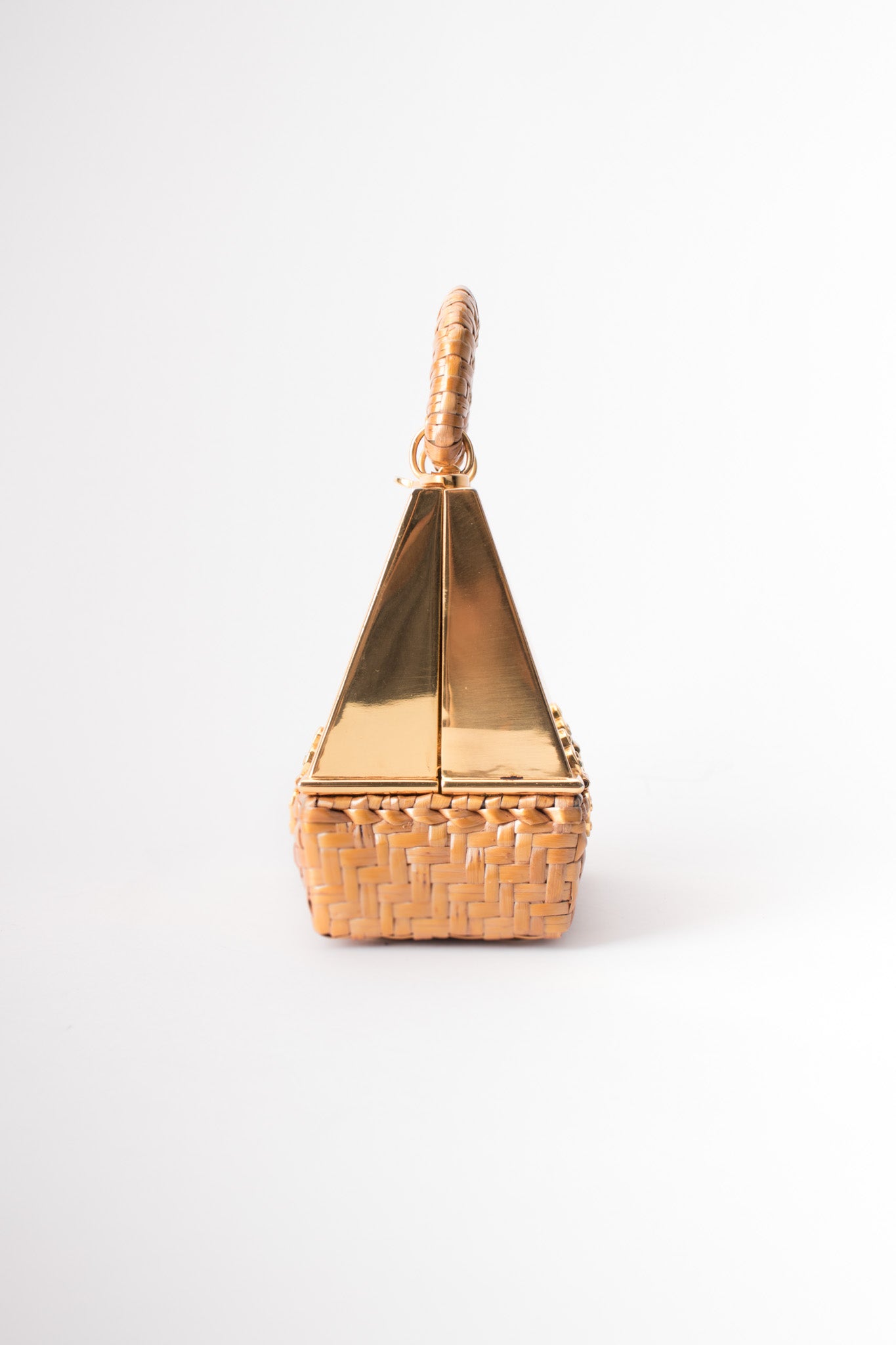 Sacha Metal Wicker A-Frame Basket Box Bag