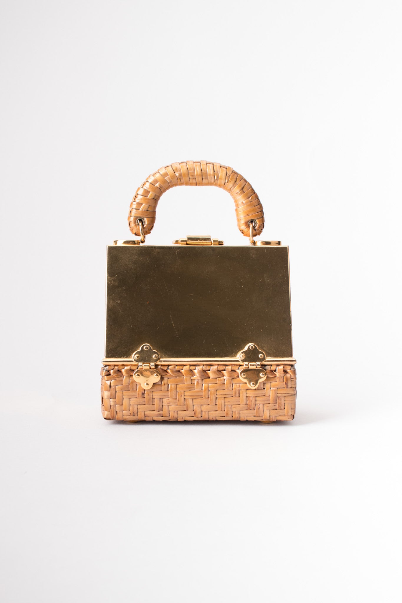 Sacha Metal Wicker A-Frame Basket Box Bag