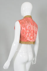 Lisa Meril Vintage Flocked Satin Boho Genie Vest