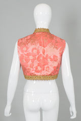 Lisa Meril Vintage Flocked Satin Boho Genie Vest