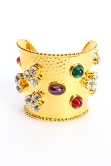 Vintage Sorrell Hammered Cabochon Crystal Cuff I Front at Recess LA