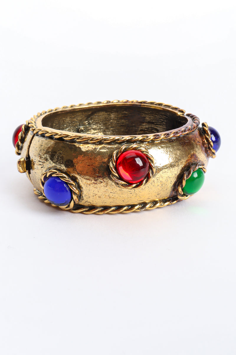 Vintage Les Bernard Cabochon Bangle Bracelet Flat Front at Recess LA