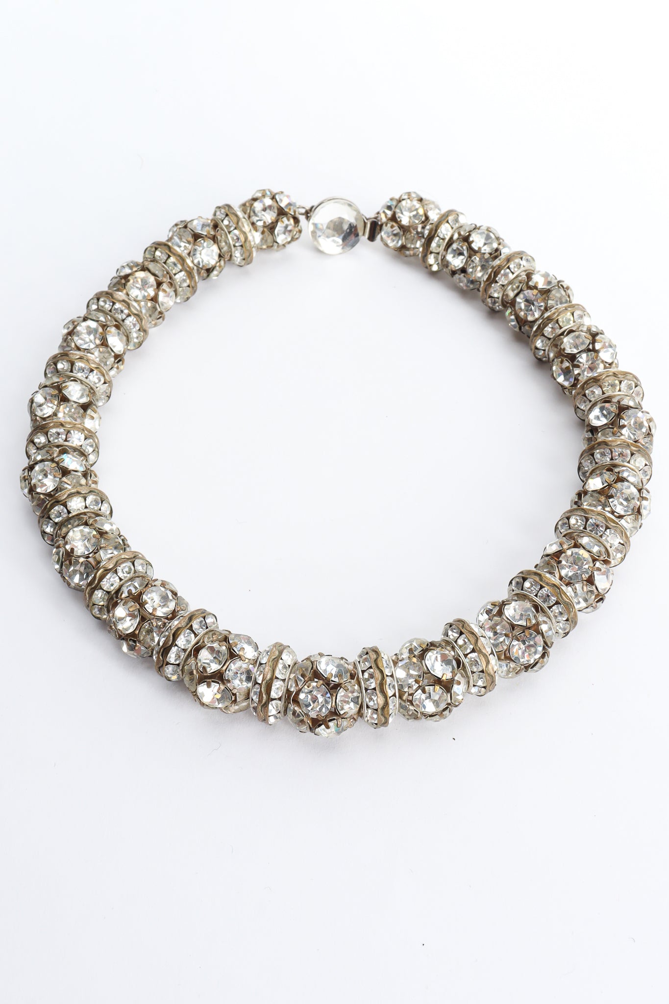 Vintage Diva Crystal Cluster Ball Rope Choker Flat Front at Recess LA