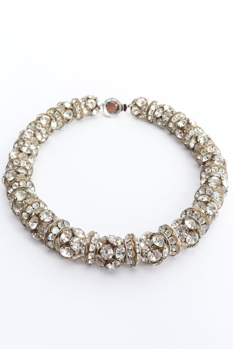 Vintage Diva Crystal Cluster Ball Rope Choker Flat at Recess LA