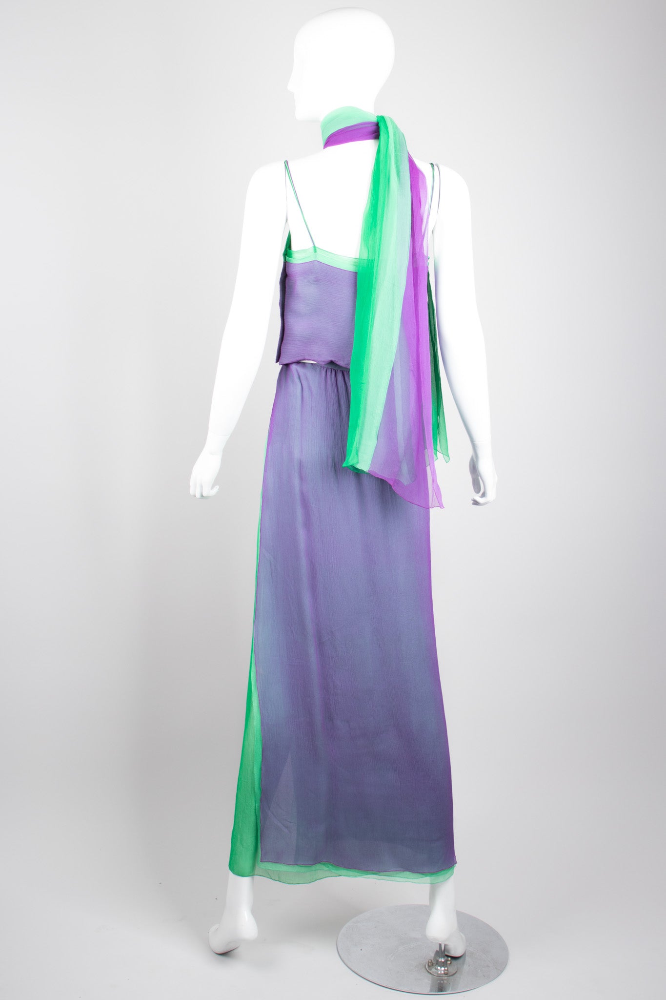 Pauline Trigere Vintage Mermaid Layered Chiffon Top & Skirt Set