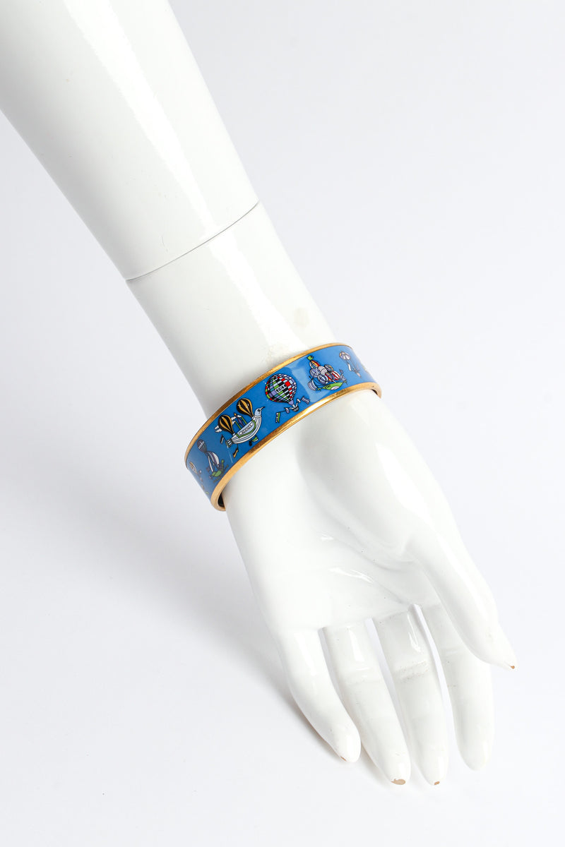 Vintage Hermés Les Folies Du Ciel Wide Enamel Bracelet mannequin back wrist @ Recess LA