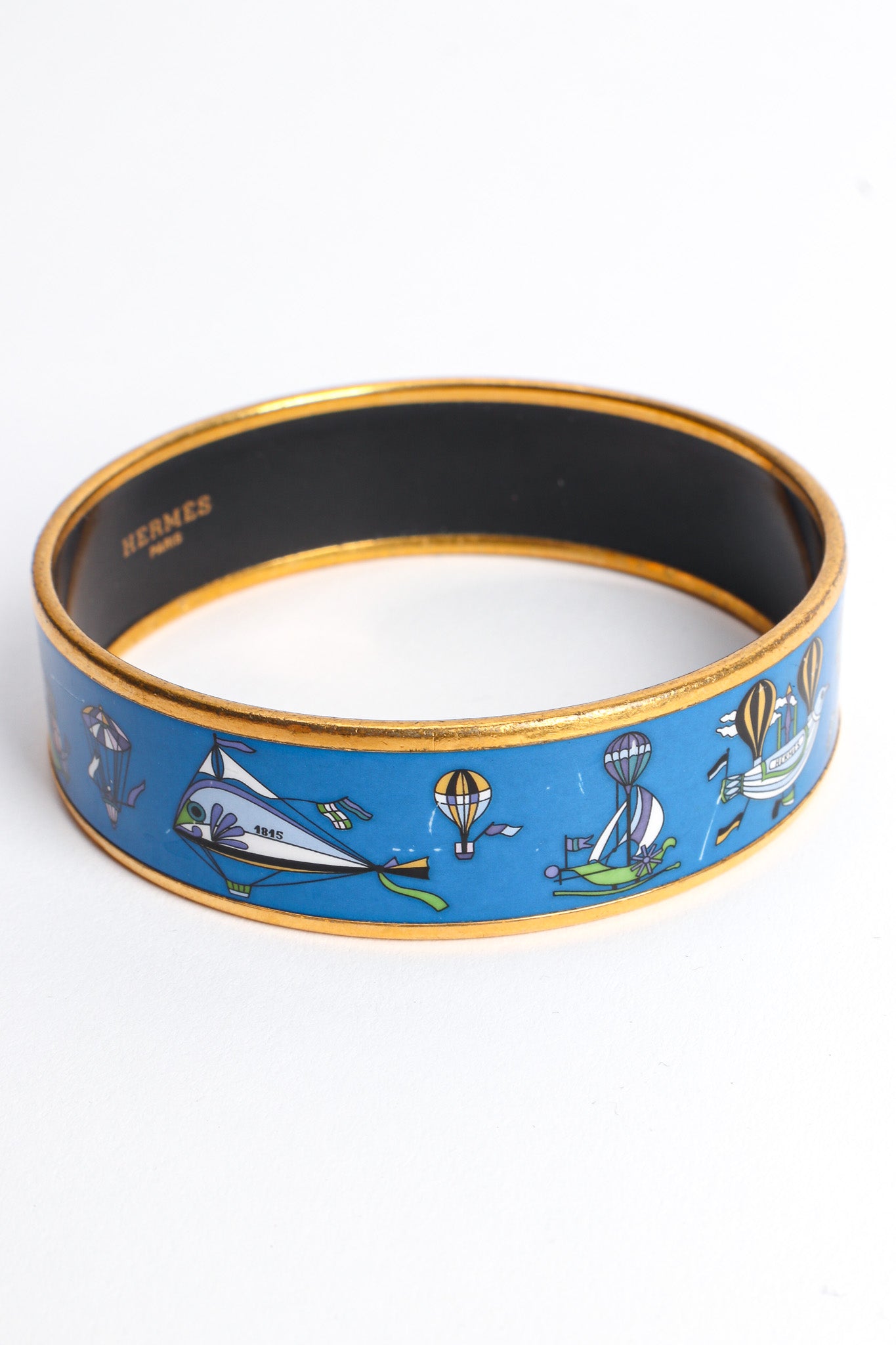 Vintage Hermés Les Folies Du Ciel Wide Enamel Bracelet print/scratches @ Recess LA