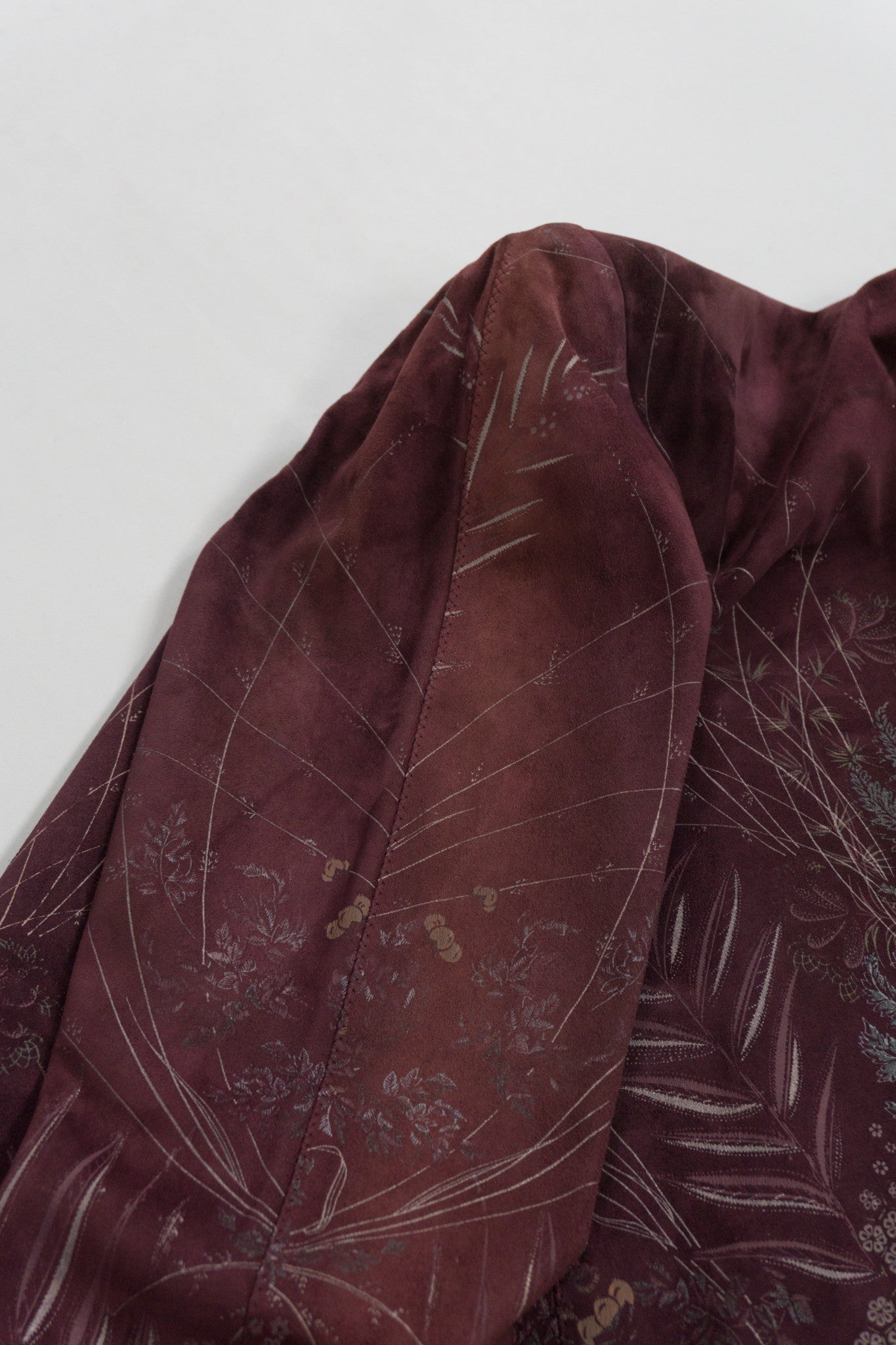 Roberto Cavalli Vintage Flora Stamped Suede Boyfriend Jacket