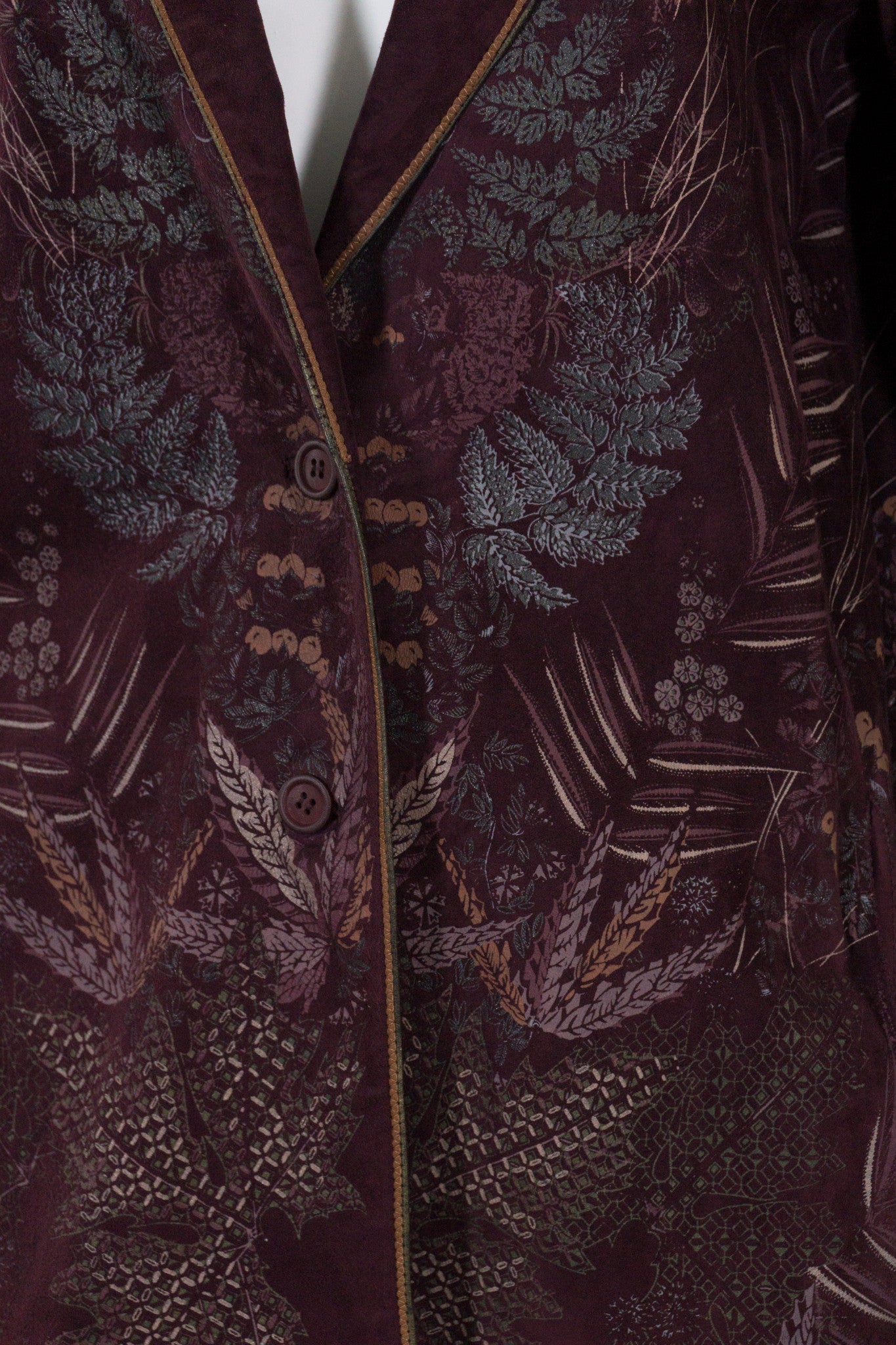 Roberto Cavalli Vintage Flora Stamped Suede Boyfriend Jacket