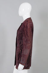 Roberto Cavalli Vintage Flora Stamped Suede Boyfriend Jacket