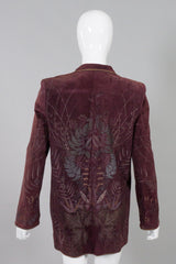 Roberto Cavalli Vintage Flora Stamped Suede Boyfriend Jacket