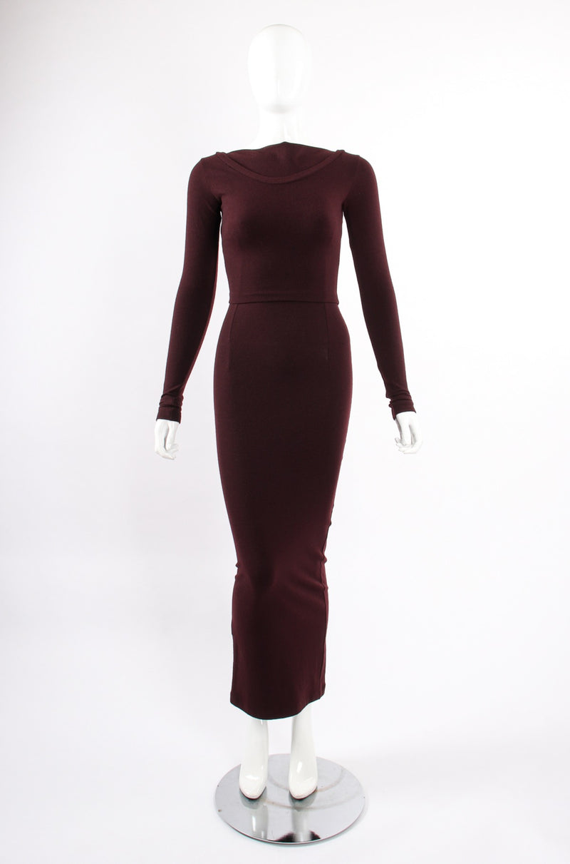 Vintage Dolce & Gabbana Knit Bodycon Dress & Top Set on Mannequin front at Recess LA