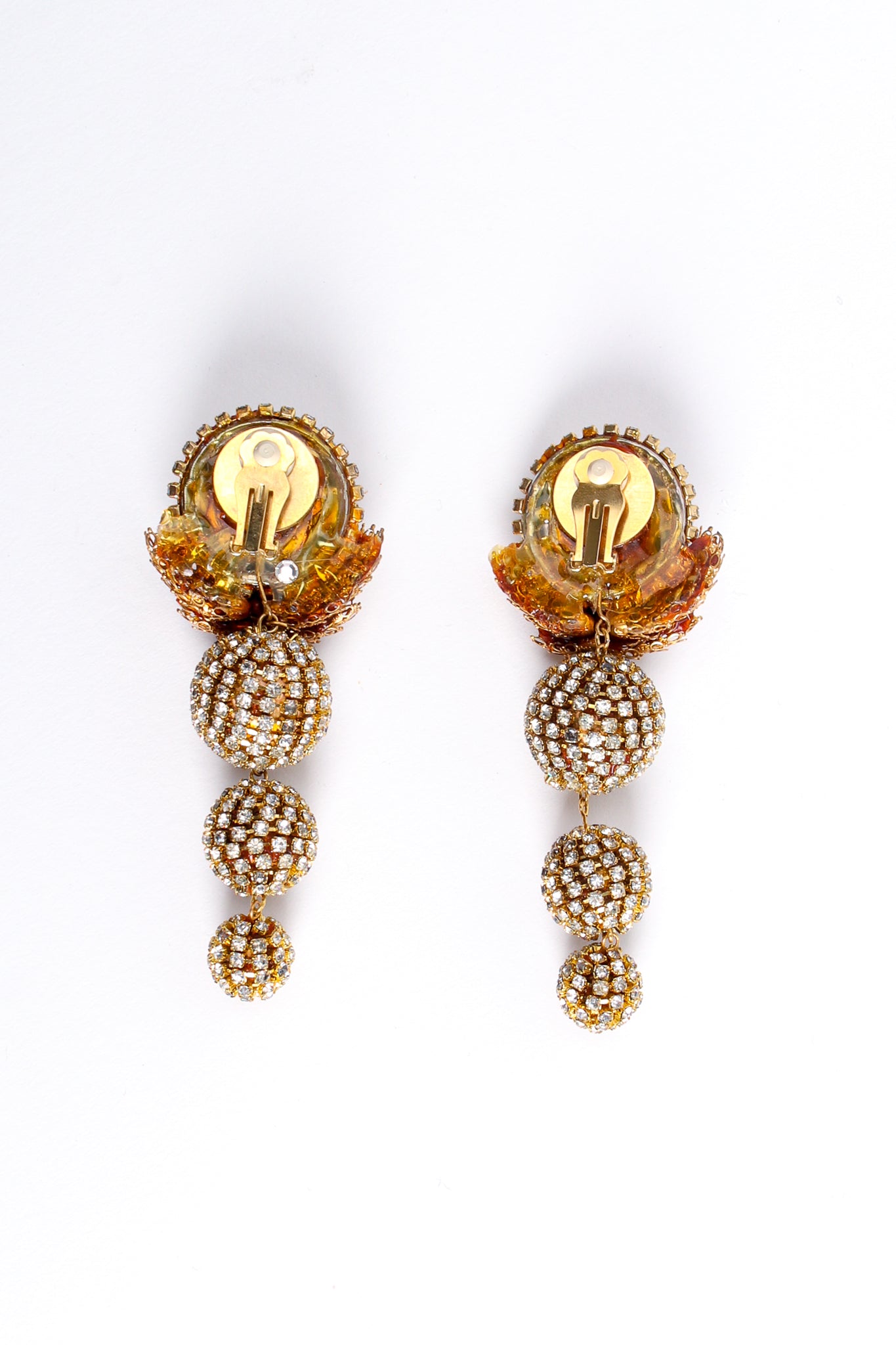 Vintage Rhinestone Filigree Ball Drop Earrings backside at Recess Los Angeles