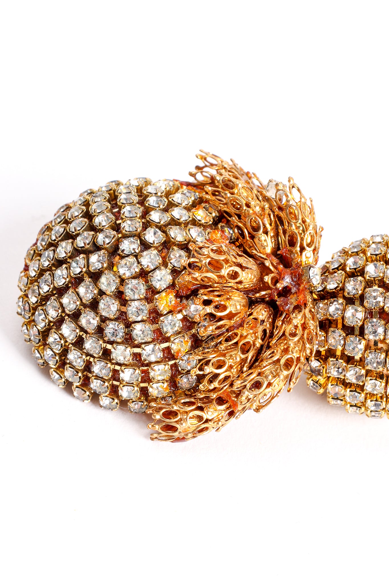 Vintage Rhinestone Filigree Ball Drop Earrings detail at Recess Los Angeles