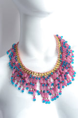 Vintage William de Lillo Cotton Candy Bead Bib Necklace mannequin front @ Recess LA