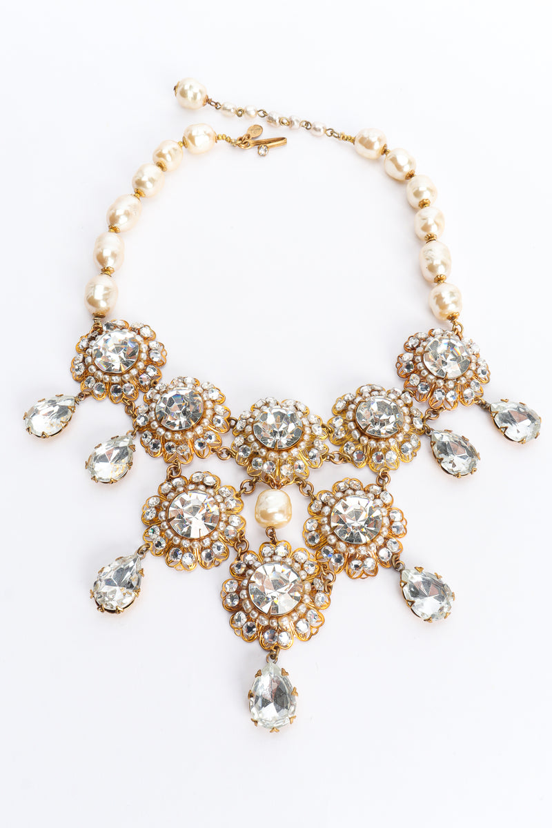 Vintage Lawrence Vrba Baroque Pearl & Crystal Necklace front @ Recess LA