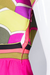 Vintage Emilio Pucci Hot Neon Scallop Print Silk Jersey Dress