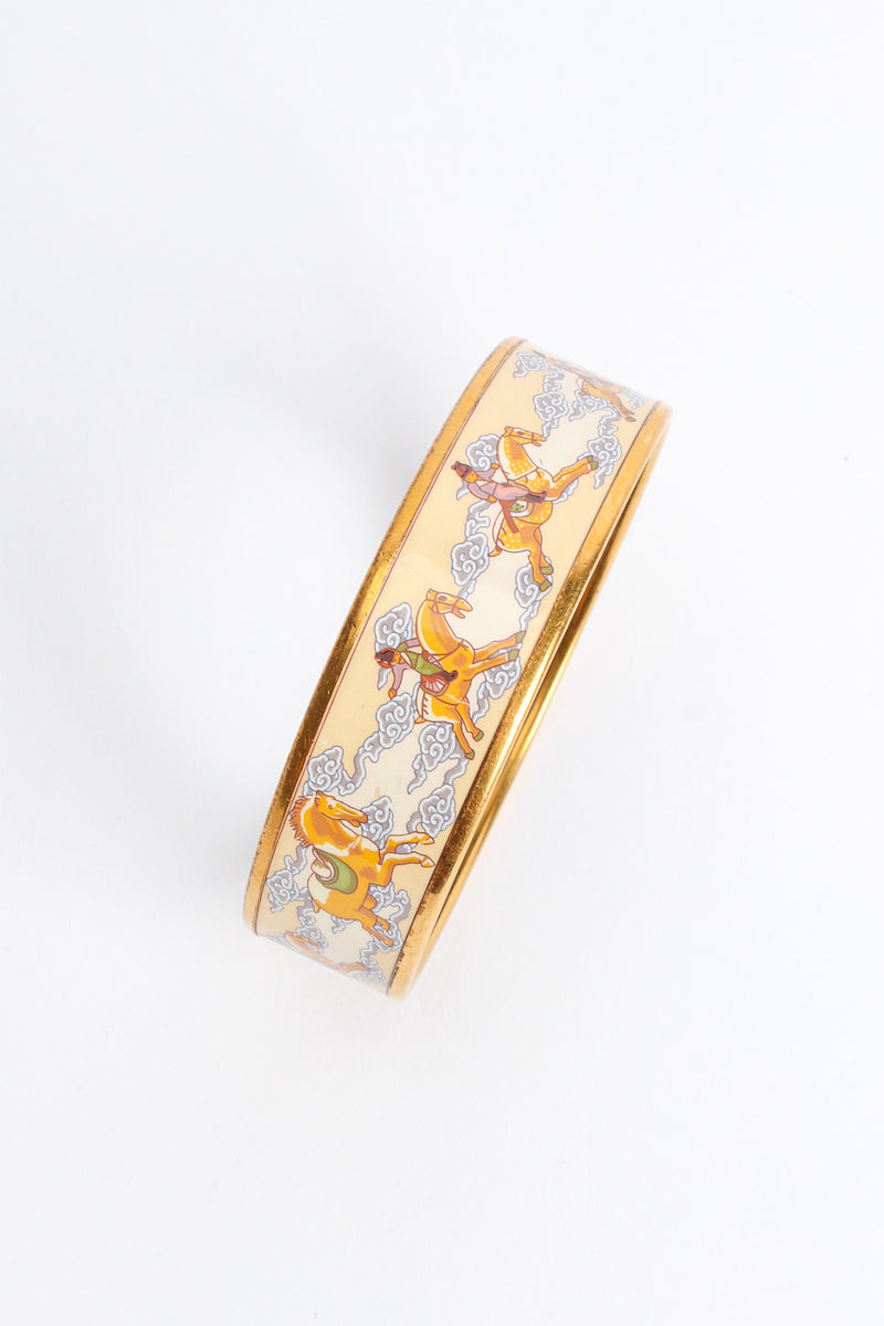 Vintage Hermés Cloud Horse Wide Enamel Bracelet angle view @ Recess LA