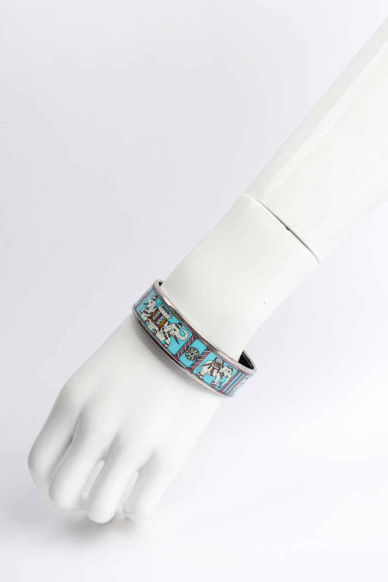 Vintage Hermés Elephant Torana Wide Enamel Bracelet mannequin wrist @ Recess LA