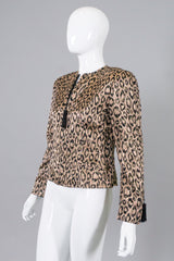 Bill Blass Vintage Metallic Lamé Leopard Tassel Jacket