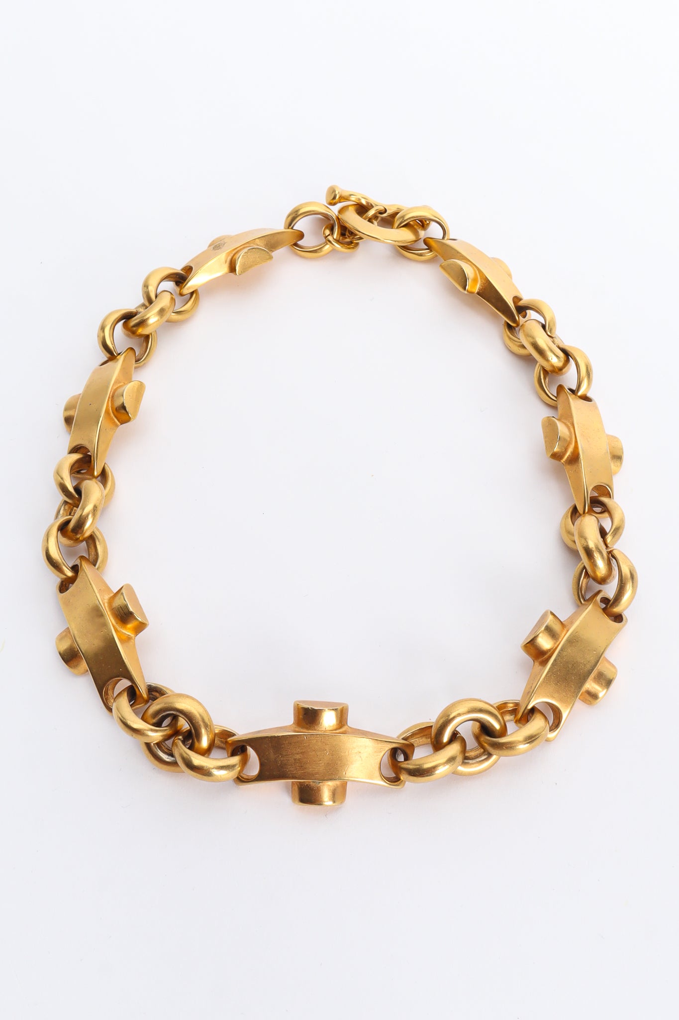 Vintage Robert Lee Morris Industrial Stud Bar Link Collar  front @ Recess LA