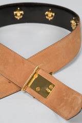 Moschino Leather Fleur De Lys Stud Belt