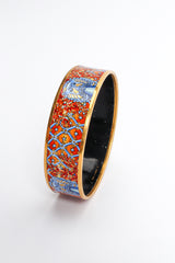 Vintage Hermés Leaf Motif Lion Wide Enamel Bracelet angle view @ Recess LA