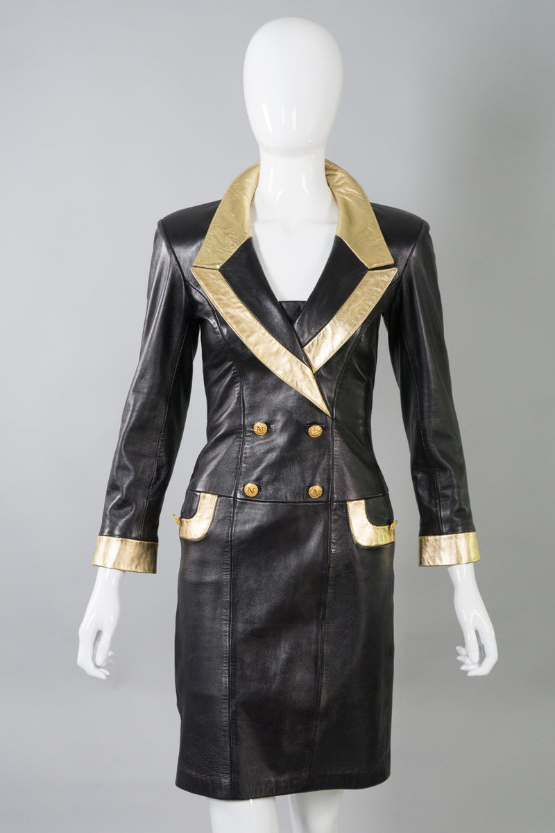 North Beach Leather by Michael Hoban Leather Blazer Dress