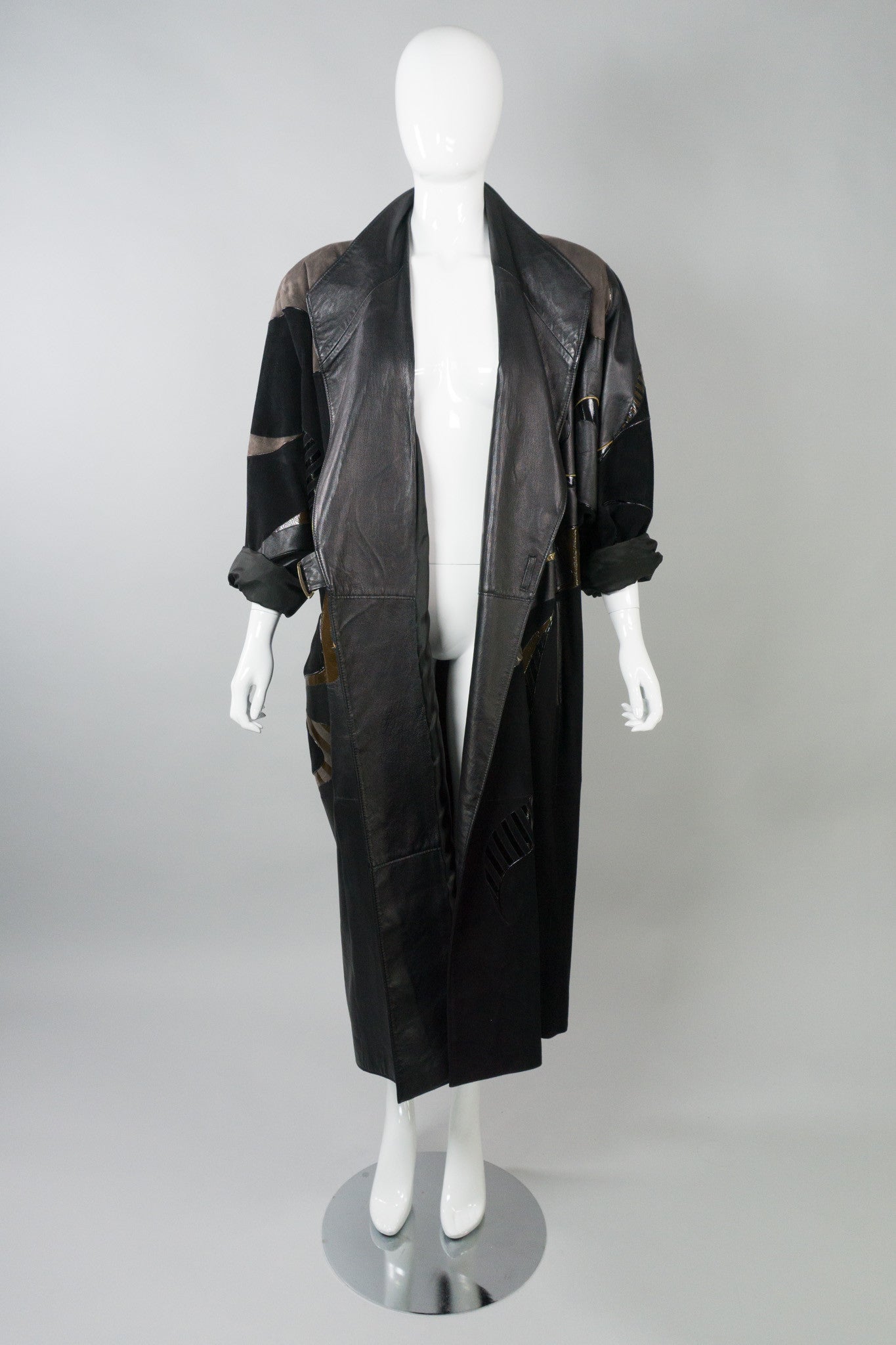 Grunstein Couture Finland Vintage Leather Patchwork Wrap Coat