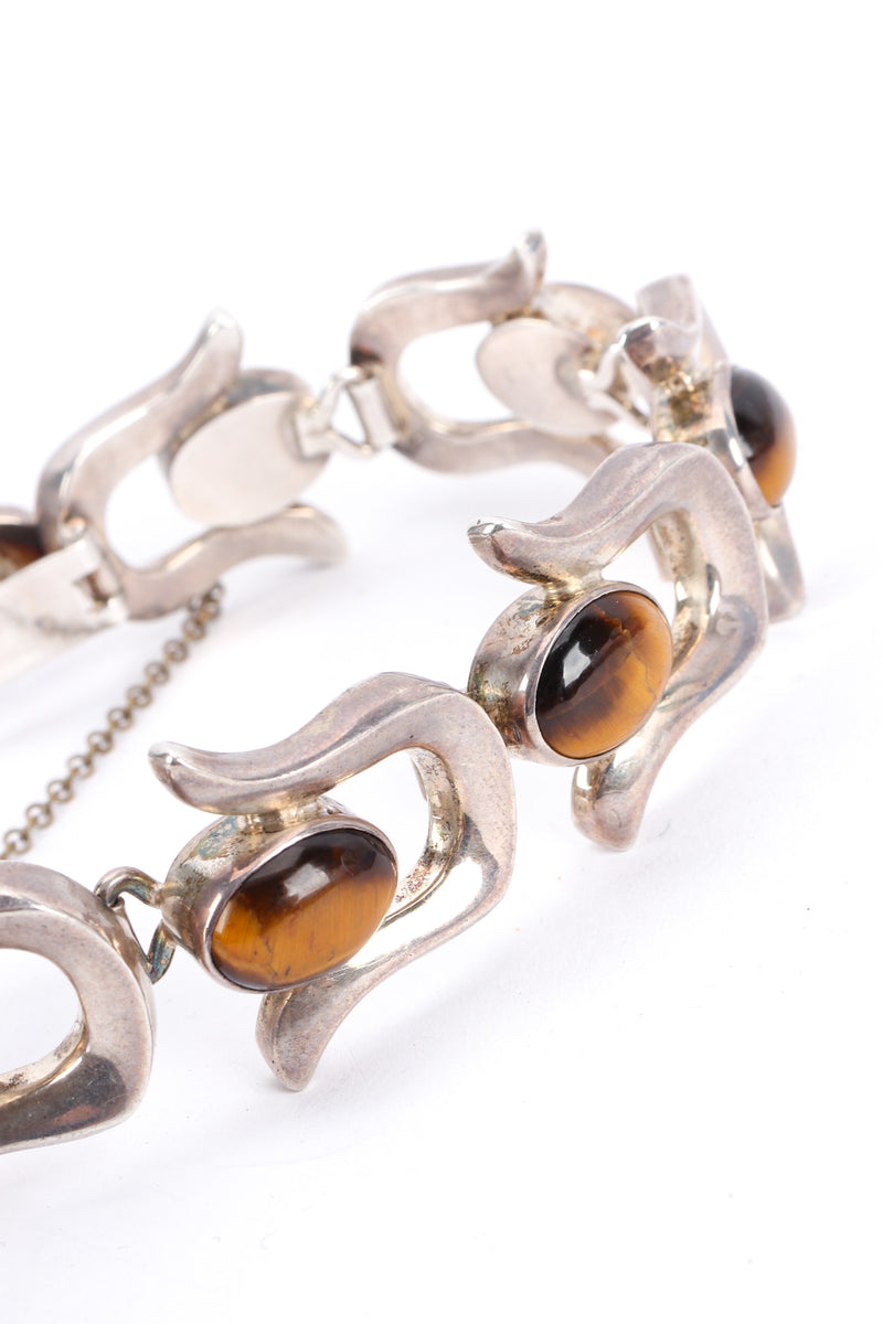 Unsigned Horseshoe Link Tiger Eye Bracelet stone/links close up @ Recess LA