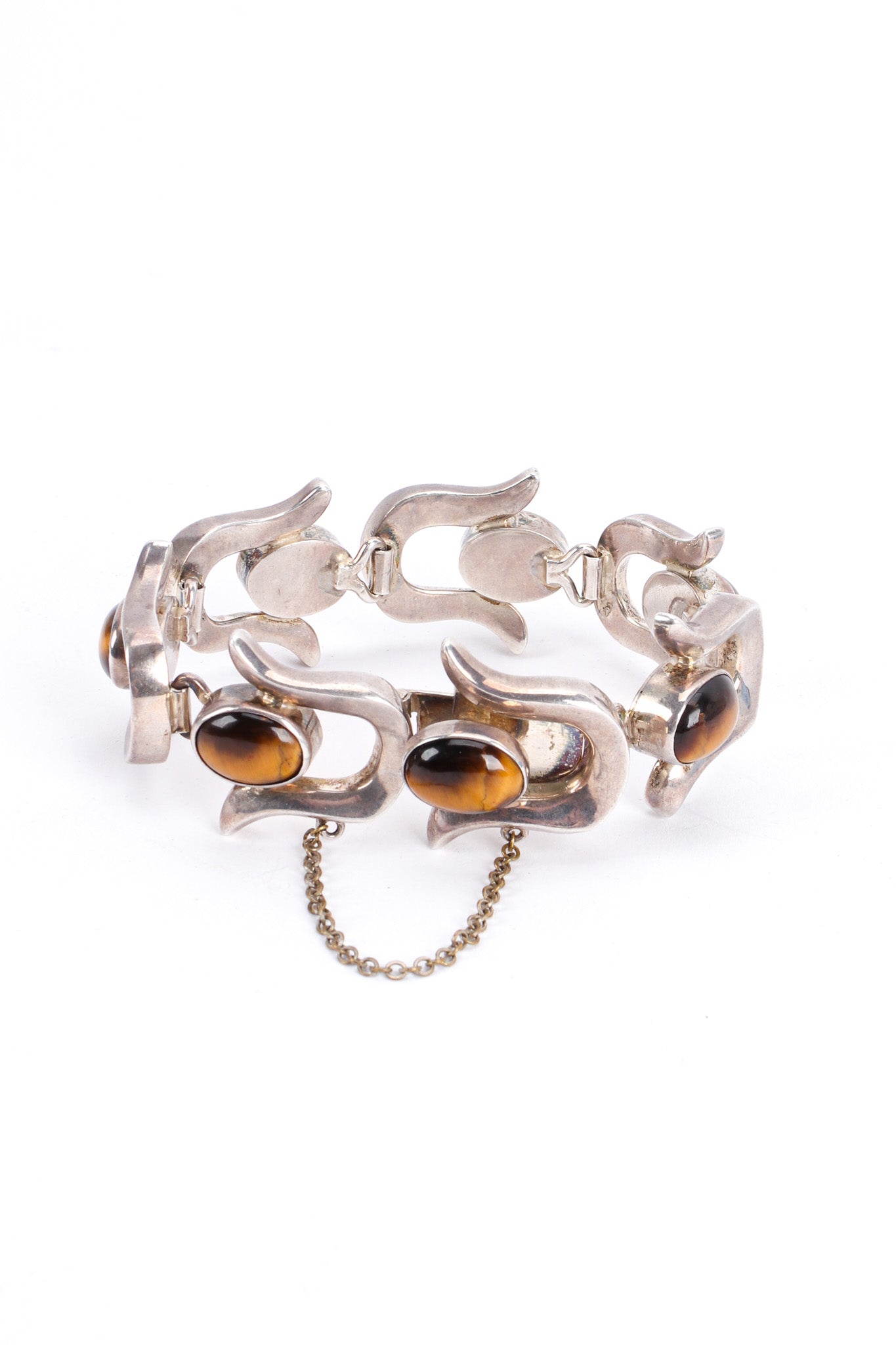 Unsigned Horseshoe Link Tiger Eye Bracelet clasped @ Recess LA