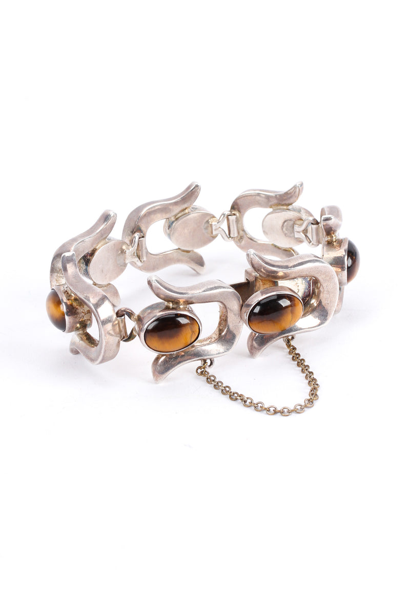 Unsigned Horseshoe Link Tiger Eye Bracelet clasped front @ Recess LA