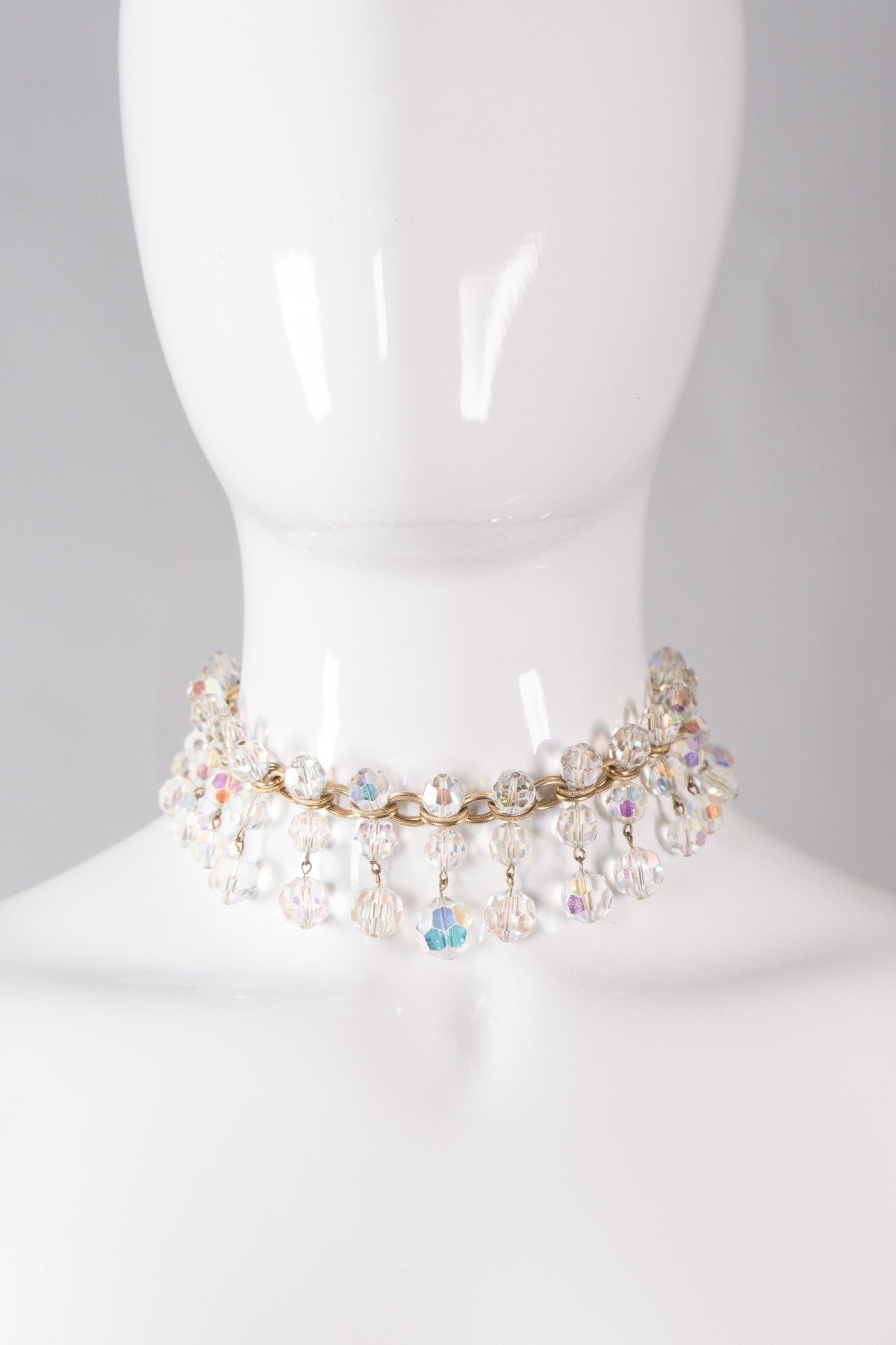 Vintage Unsigned Crystal Fringe Choker Necklace