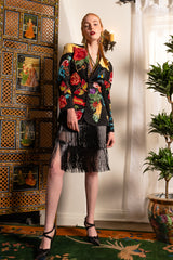 Vintage Naeem Khan Bead Fringe Skirt & Krizia Bead Jacket on Emily O'Dette at Recess LA