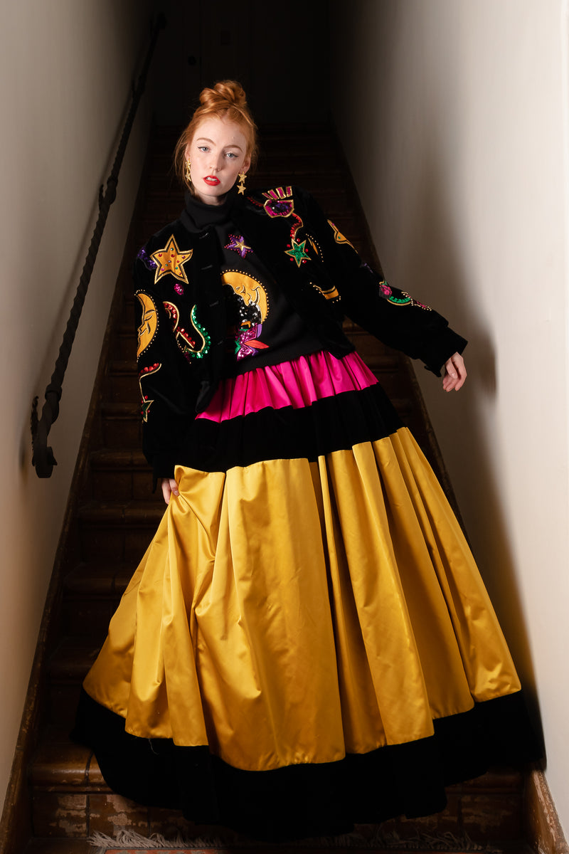 Vintage Escada Embellished Sweater, Jacket, & Ball Gown on Emily O'Dette at Recess LA