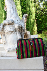 Vintage Roberta di Camerino Velvet Striped Buckle Oversized Bag with Sculpture at Recess LA