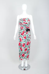 Vintage A.J. Bari Floral Print Ruched Cocktail Dress Front at Recess