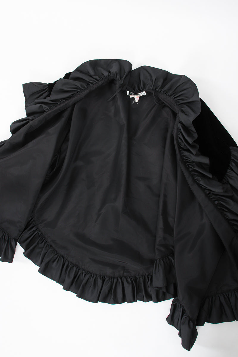 Vintage AJ Bari Velvet Ruffle Poncho Cape flat lining at Recess Los Angeles