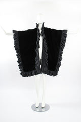 Vintage AJ Bari Velvet Ruffle Poncho Cape on Mannequin wide front at Recess Los Angeles