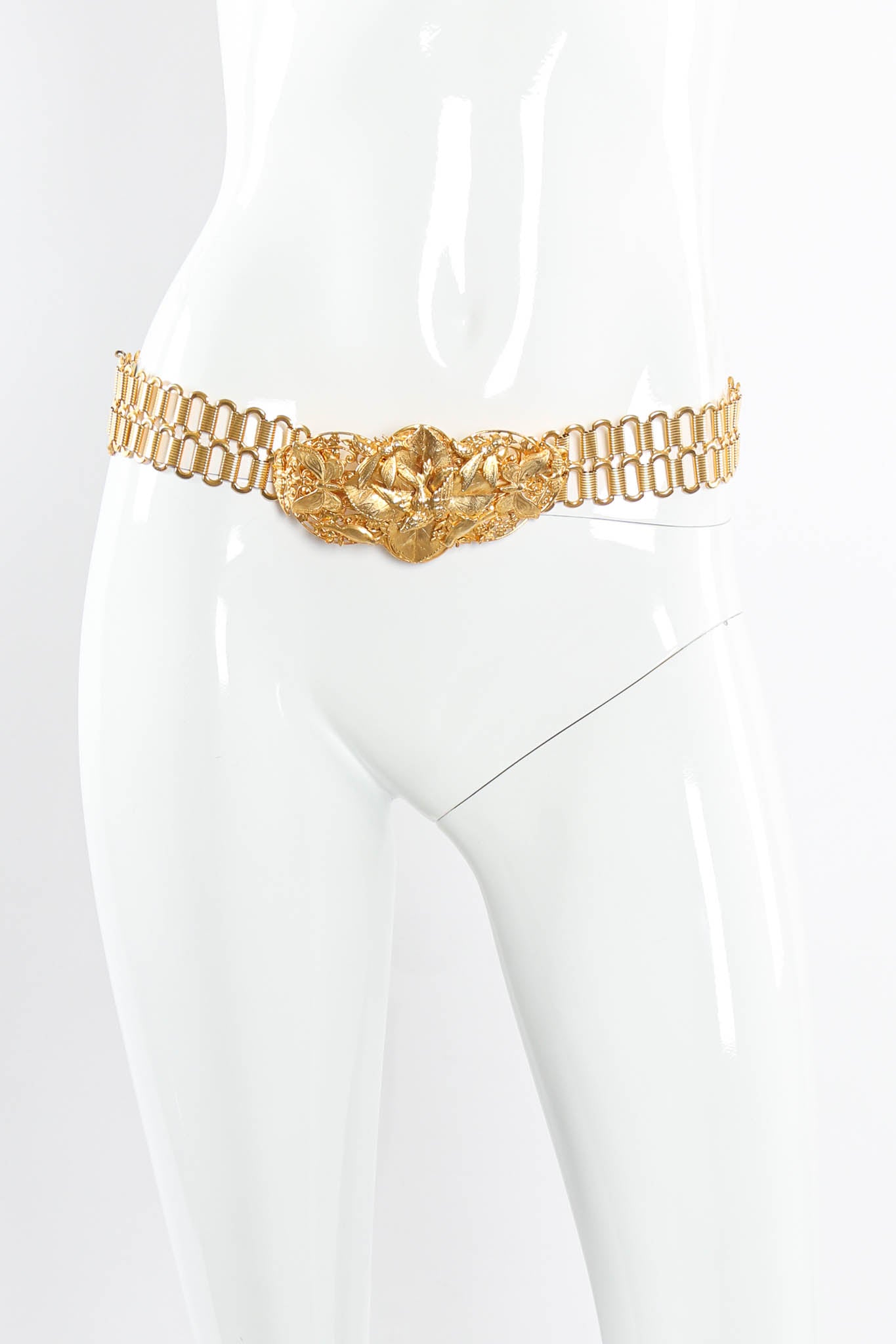 Vintage Abbé Créations Golden Nature Metal Link Belt on Mannequin at Recess LA