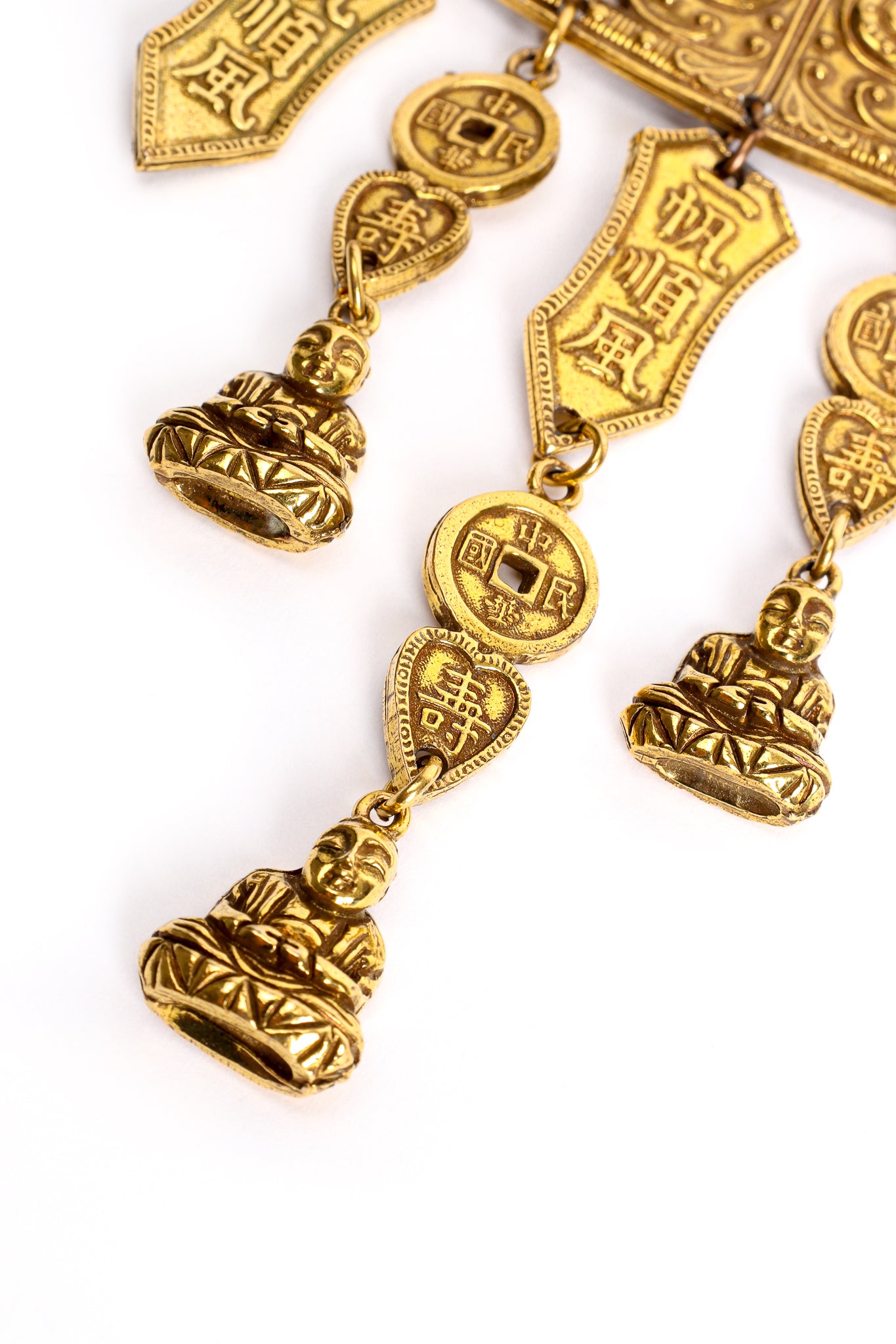 Vintage Accessocraft Chinese Buddha Scroll Plate Pendant Charm Necklace Buddha Charm @ Recess LA