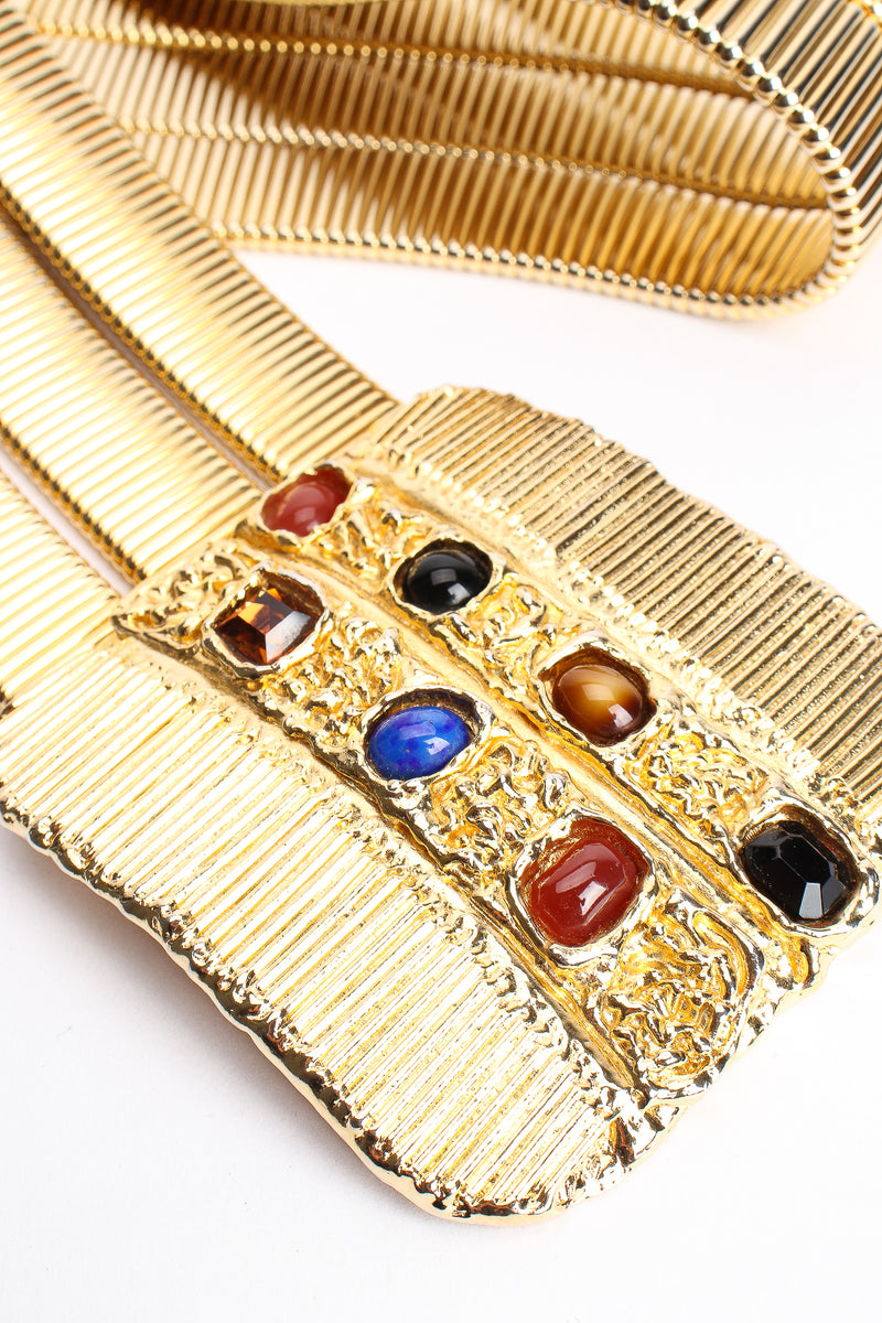 Vintage Accessocraft Gold Fluted Cabochon Buckle Belt detail at Recess Los Angeles