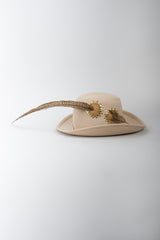 Adolfo II Wool Felt Studded Pierced Feather Hat