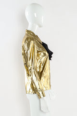 Vintage Adolfo Lamé Metallic Bow Tie Blouse mannequin top side @ Recess LA