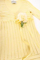 Vintage Adolfo Eyelet Knit Maxi Dress Waist Corsage detail at Recess LA