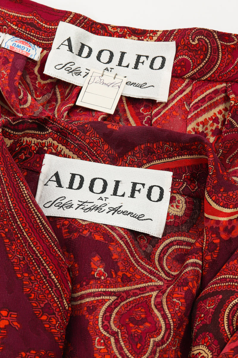 Vintage Adolfo Paisley Palazzo Pant Set Labels at Recess Los Angeles