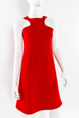 Vintage Adolfo for Saks Fifth Ave Halter Mod Mini Wool Dress mannequin front close @ Recess LA