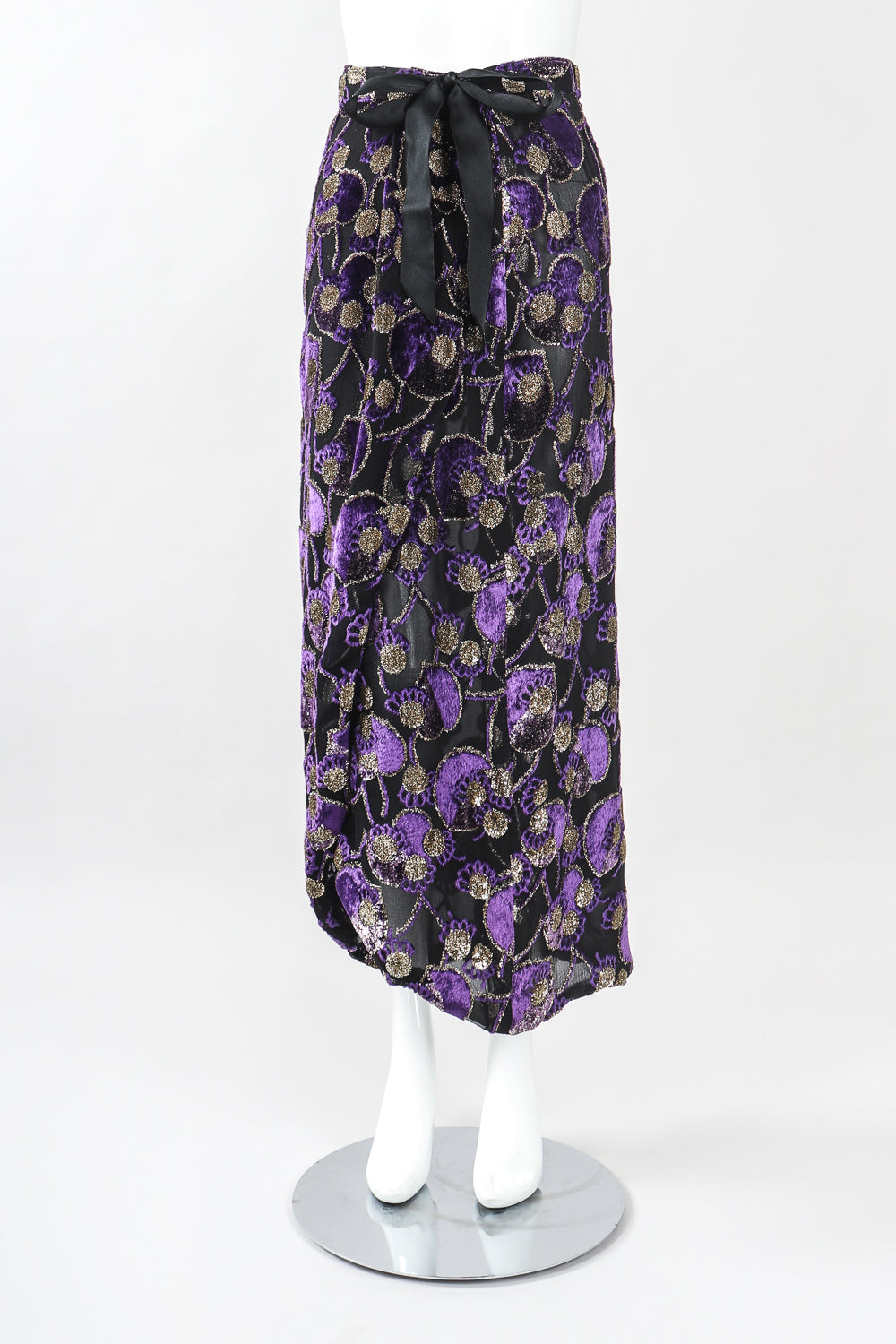 Recess Designer Consignment Vintage Adolfo Velvet Lamé Burnout Wrap Skirt Los Angeles Resale